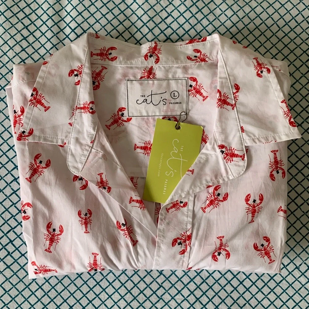 The Cat’s Pajamas Mister Lobster Luxe Pima Sleeveless Nightshirt Size L NEW - Picture 3 of 16